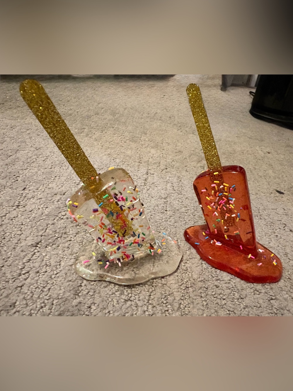 304- 2 acrylic popscicles with sprinkles